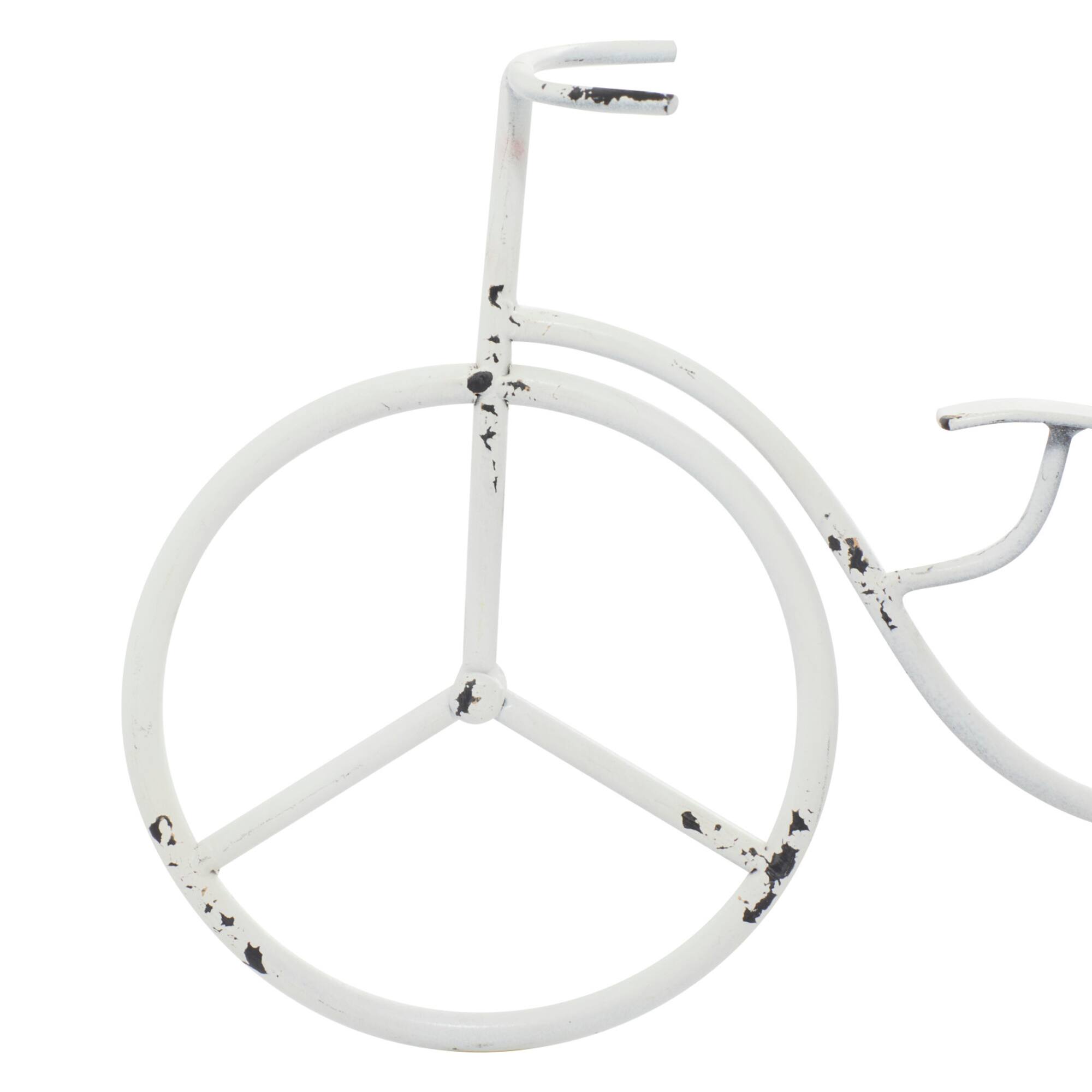 15" White Metal Farmhouse Bicycle Clock